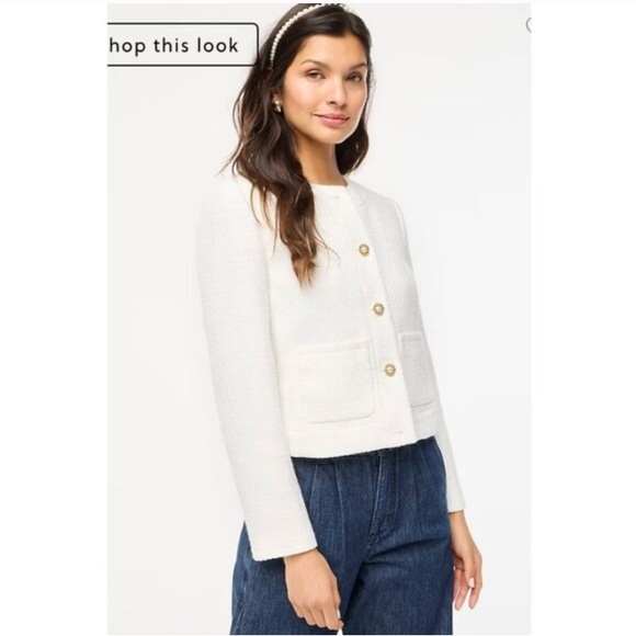 NWT J.CREW Tweed Lady Jacket White Size 2 - Picture 1 of 3